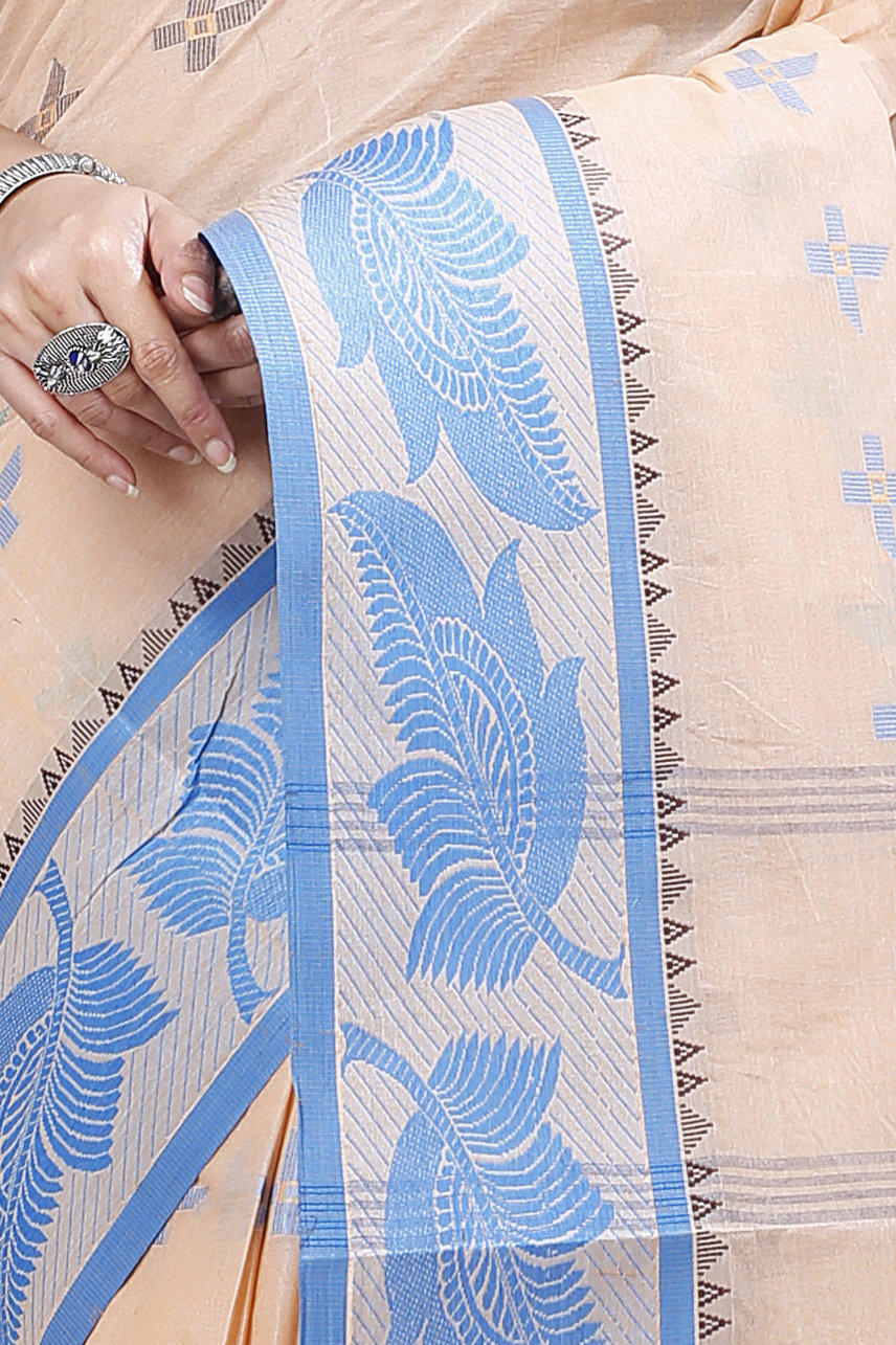 Light Brown Pure Cotton Rowan Tant Saree (979)